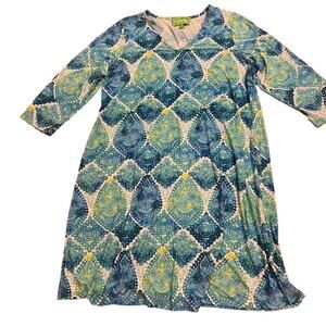 Pappagallo The Erin Dress Women's Size 1X XL Plus Size Colorful Stretch Comfort